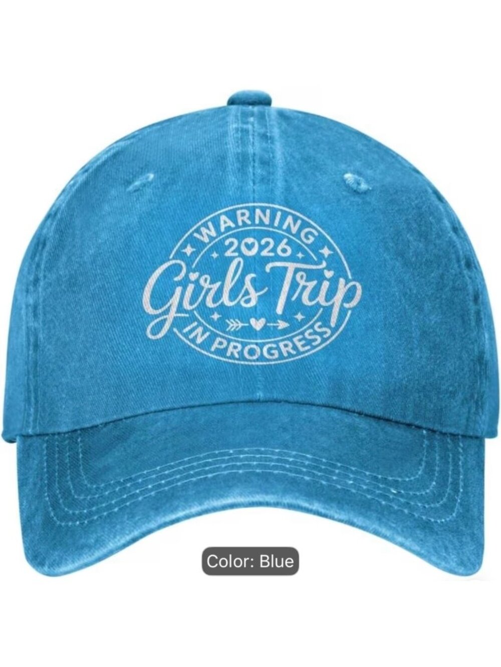 New 2026 Girls Trip In Progress Blue Baseball Cap Adjustable Cotton Hat